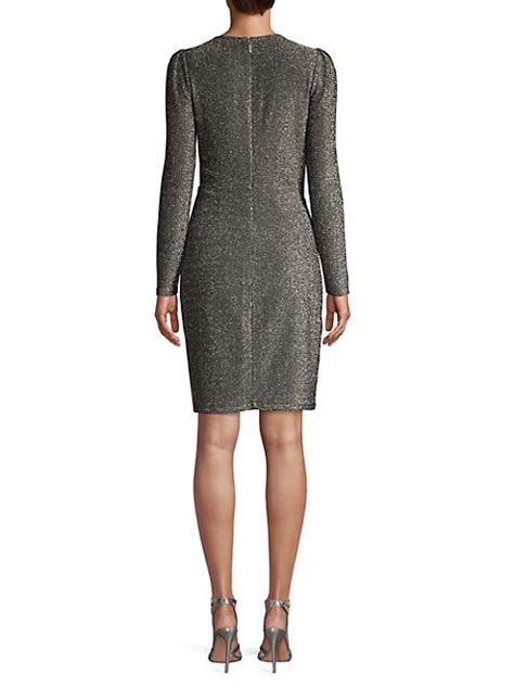 MICHAEL Michael Kors Lurex Wrap Skirt Dress in Black/Silver S